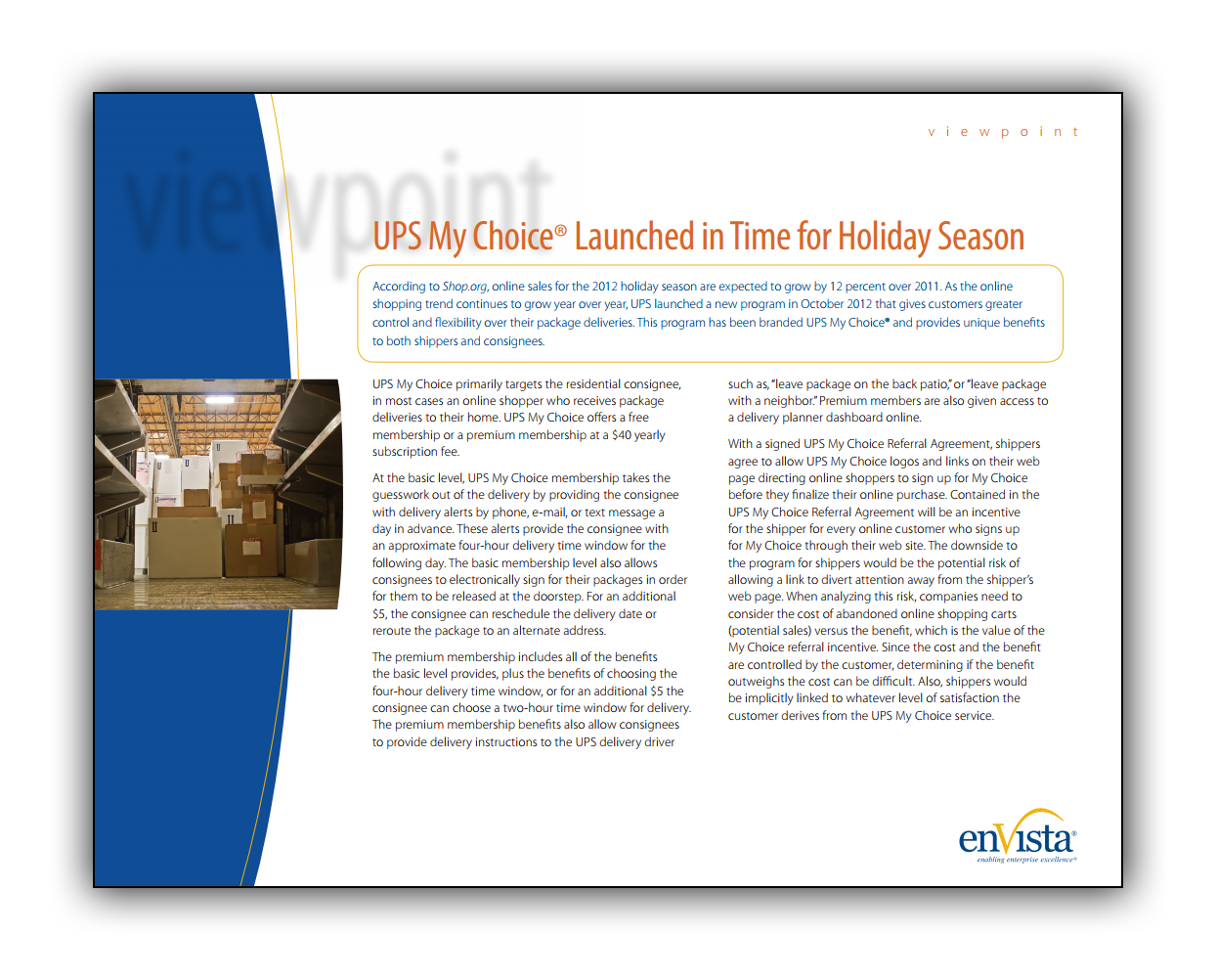 White Paper: UPS My Choice® Launched in Time for Holiday Season White Paper: UPS My Choice® Launched in Time for Holiday Season