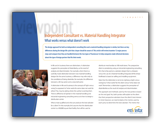 White Paper Independent Consultant vs. Material Handling Integrator